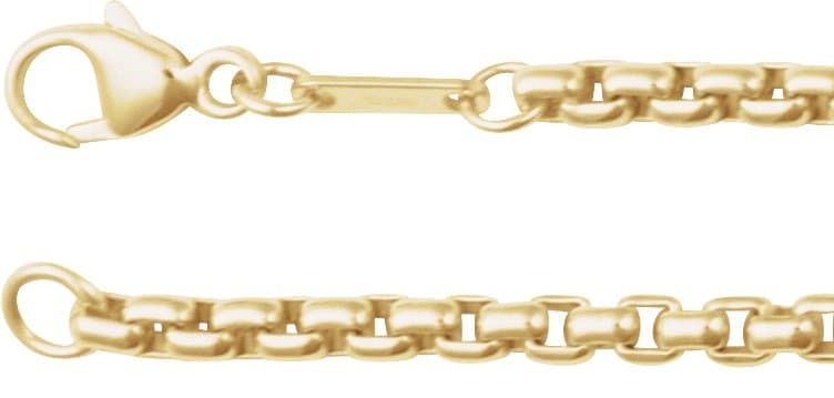 14K White 2.6 mm Rounded Box 7" Chain