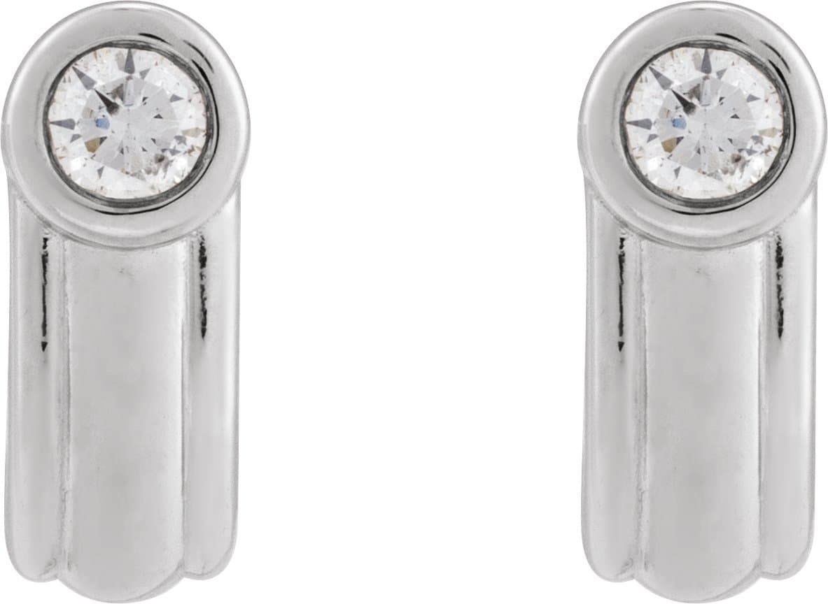 Solitaire J-Hoop Earrings view 2