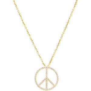14K White 1/4 CTW Natural Diamond Tiny Peace Sign 16 Necklace