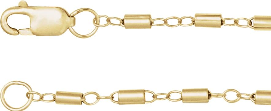 14K Yellow 1.7 mm Satellite Bar Cable 16 Chain