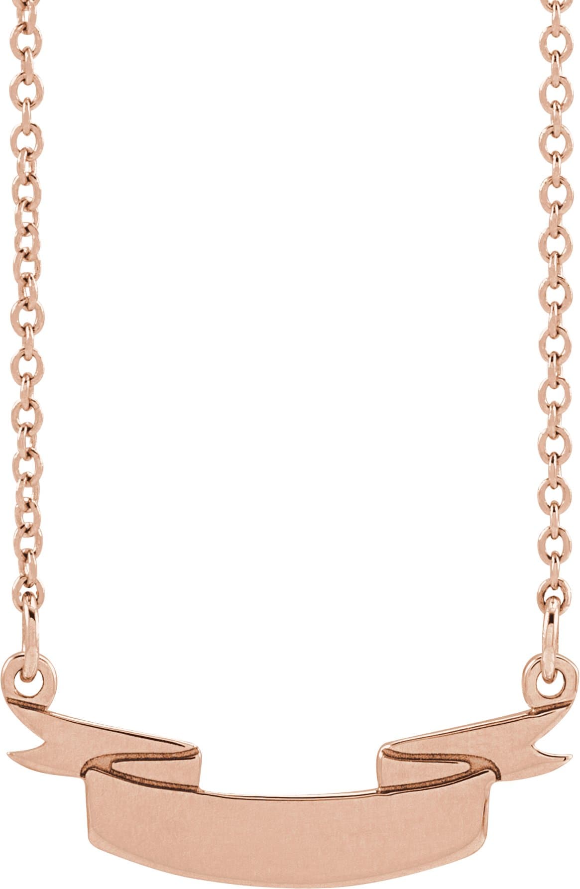 14K Rose Engravable Ribbon 16 Necklace