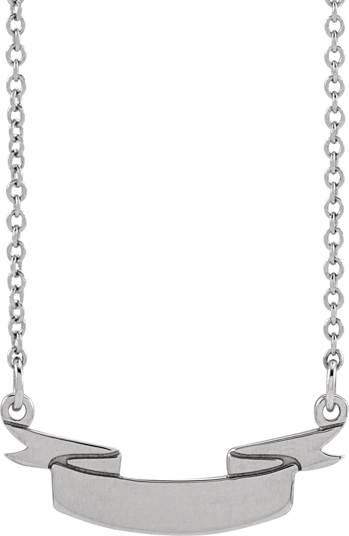 14K Rose Engravable Ribbon 16 Necklace