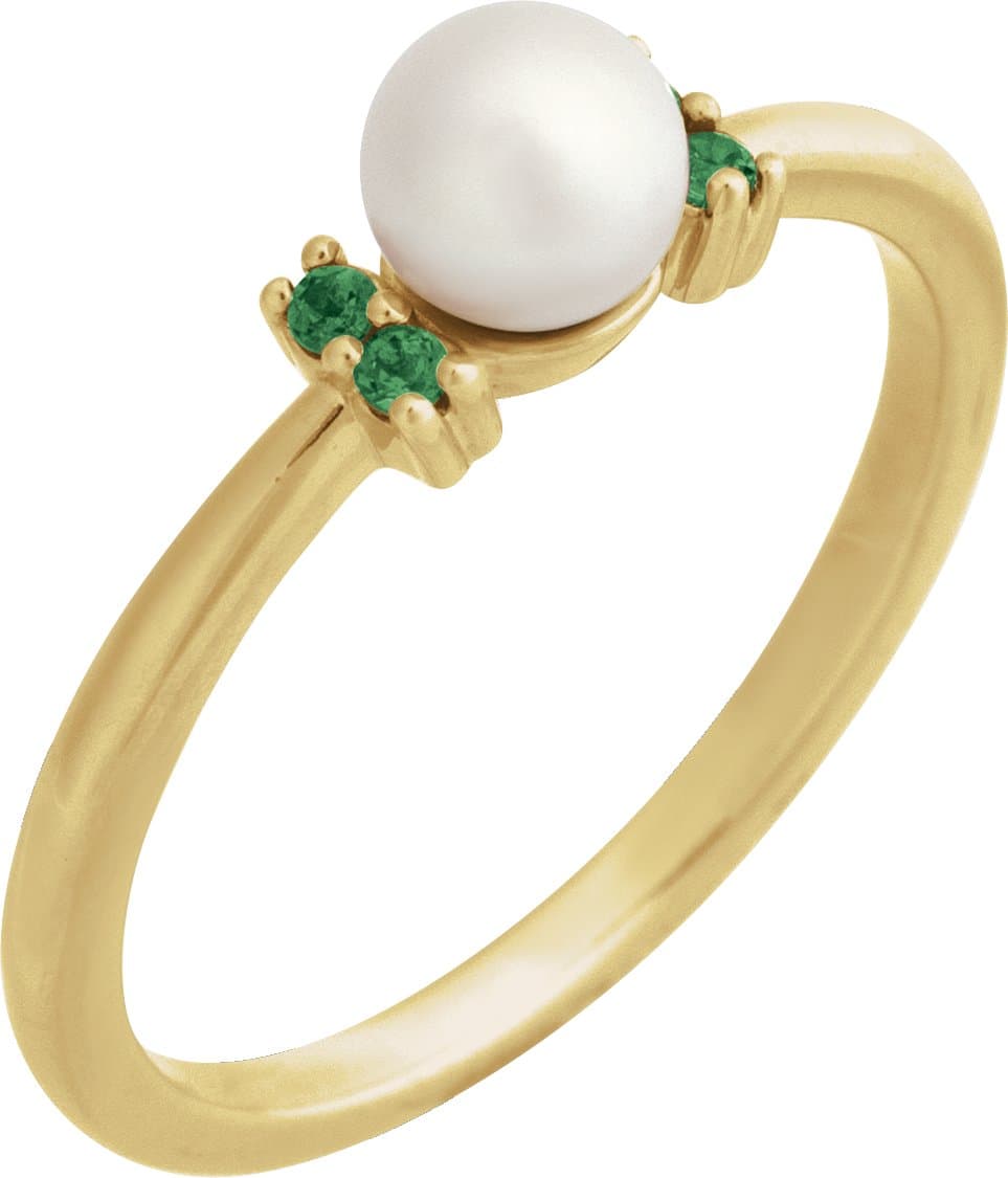 14K Rose Cultured Freshwater Pearl & Natural London Blue Topaz Ring