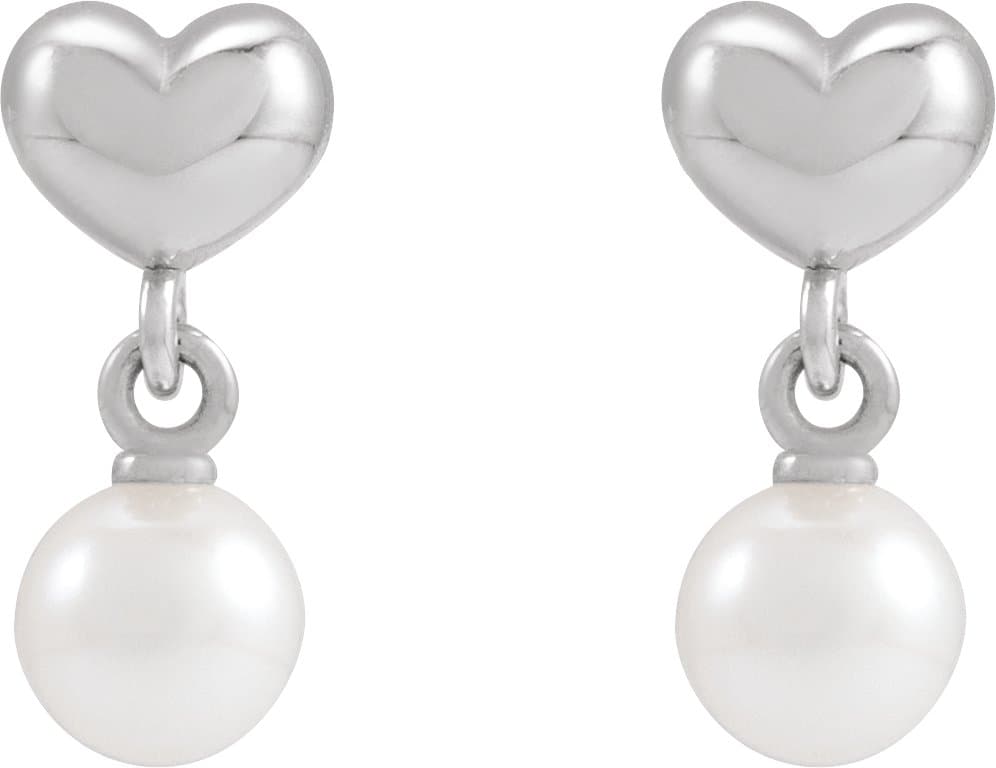 Pearl Heart Earrings view 2