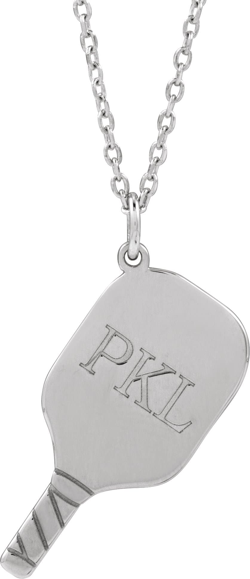 Engravable Pickleball Paddle Necklace or Pendant view 3