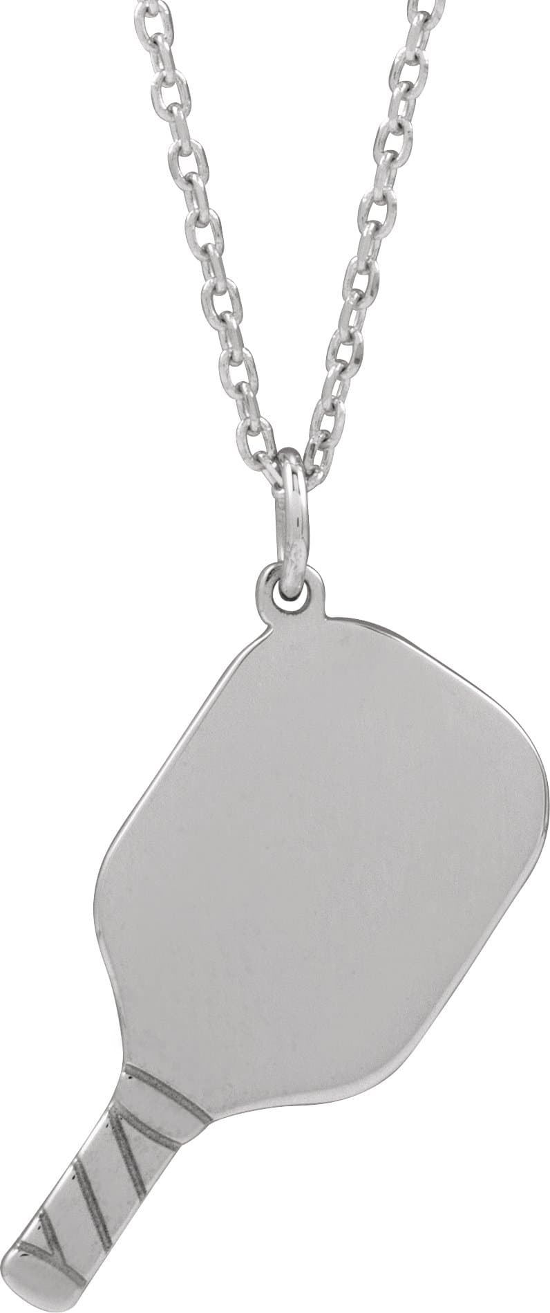 Sterling Silver Engravable Pickleball Paddle 16-18 Necklace