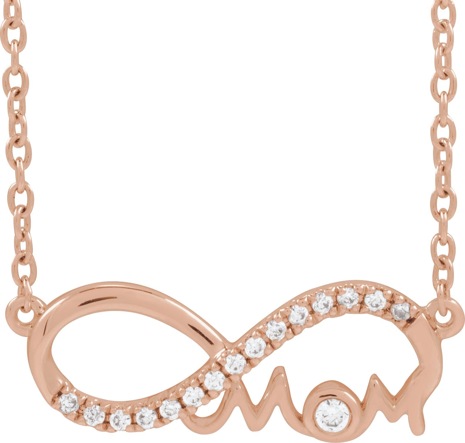 14K Rose Gold .08 CTW Lab-Grown Diamond Infinity-Inspired Mom 18" Necklace