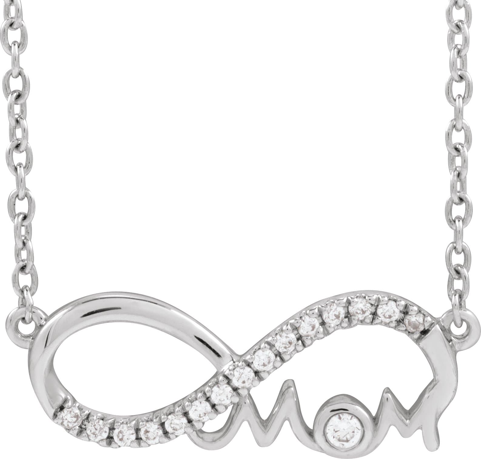 14K Rose Gold .08 CTW Lab-Grown Diamond Infinity-Inspired Mom 18" Necklace