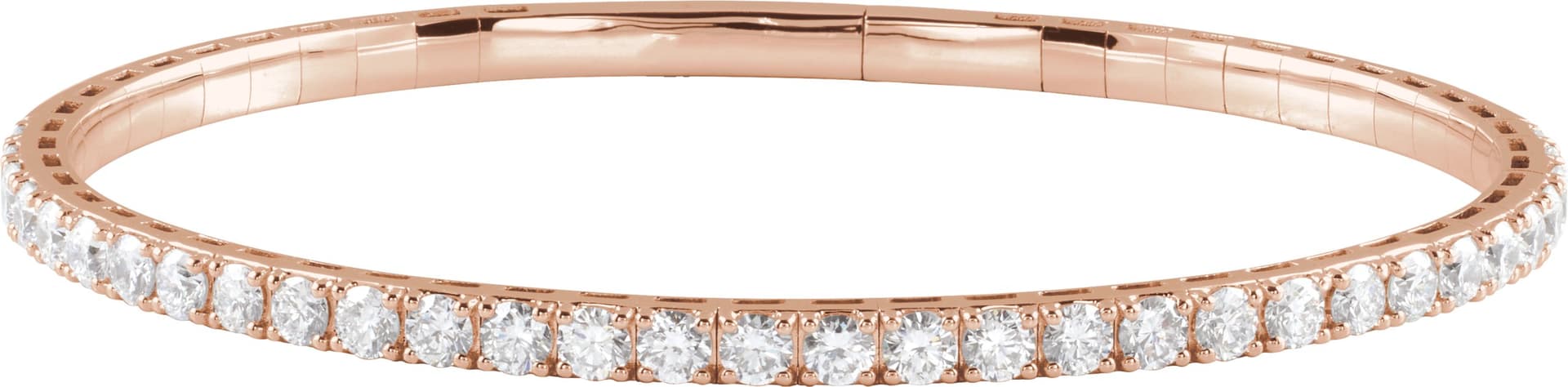14K Yellow Gold 1 CTW Natural Diamond  Flexible Bangle 7" Bracelet