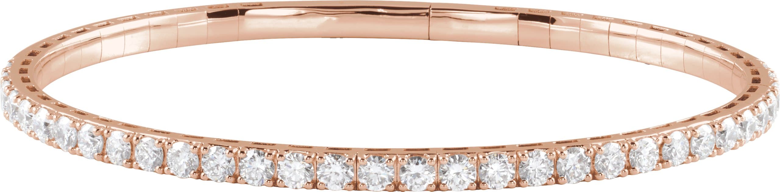 14K Yellow Gold 1 CTW Natural Diamond  Flexible Bangle 7" Bracelet
