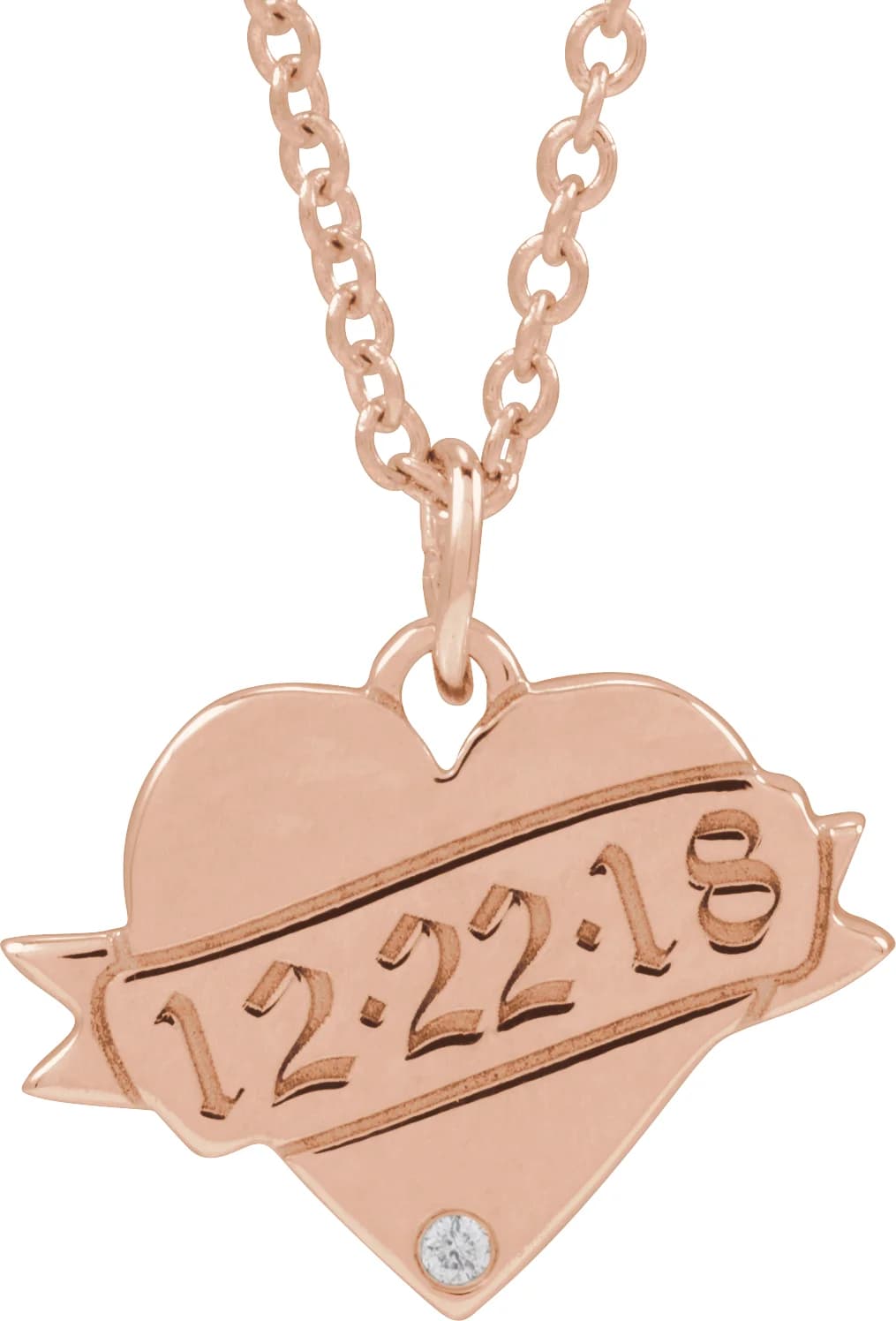 Engravable Accented Heart Necklace, view 4