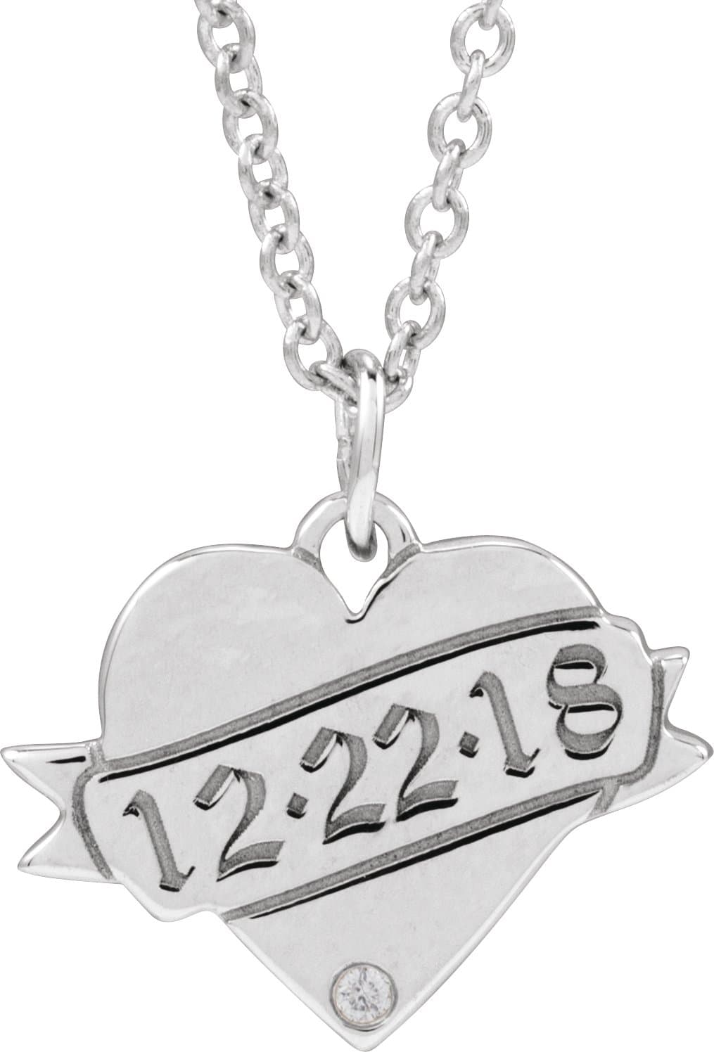 Engravable Accented Heart Necklace or Pendant view 3