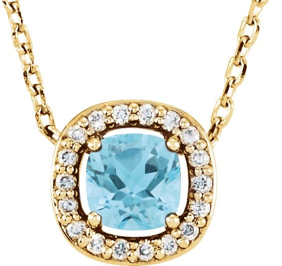 14K White Lab-Grown Emerald & .05 CTW Natural Diamond 16" Necklace
