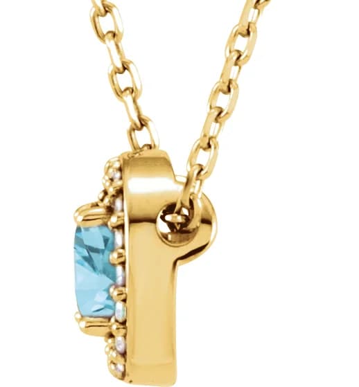 14K Yellow Natural Sky Blue Topaz & .04 CTW Natural Diamond 16" Necklace, view 3