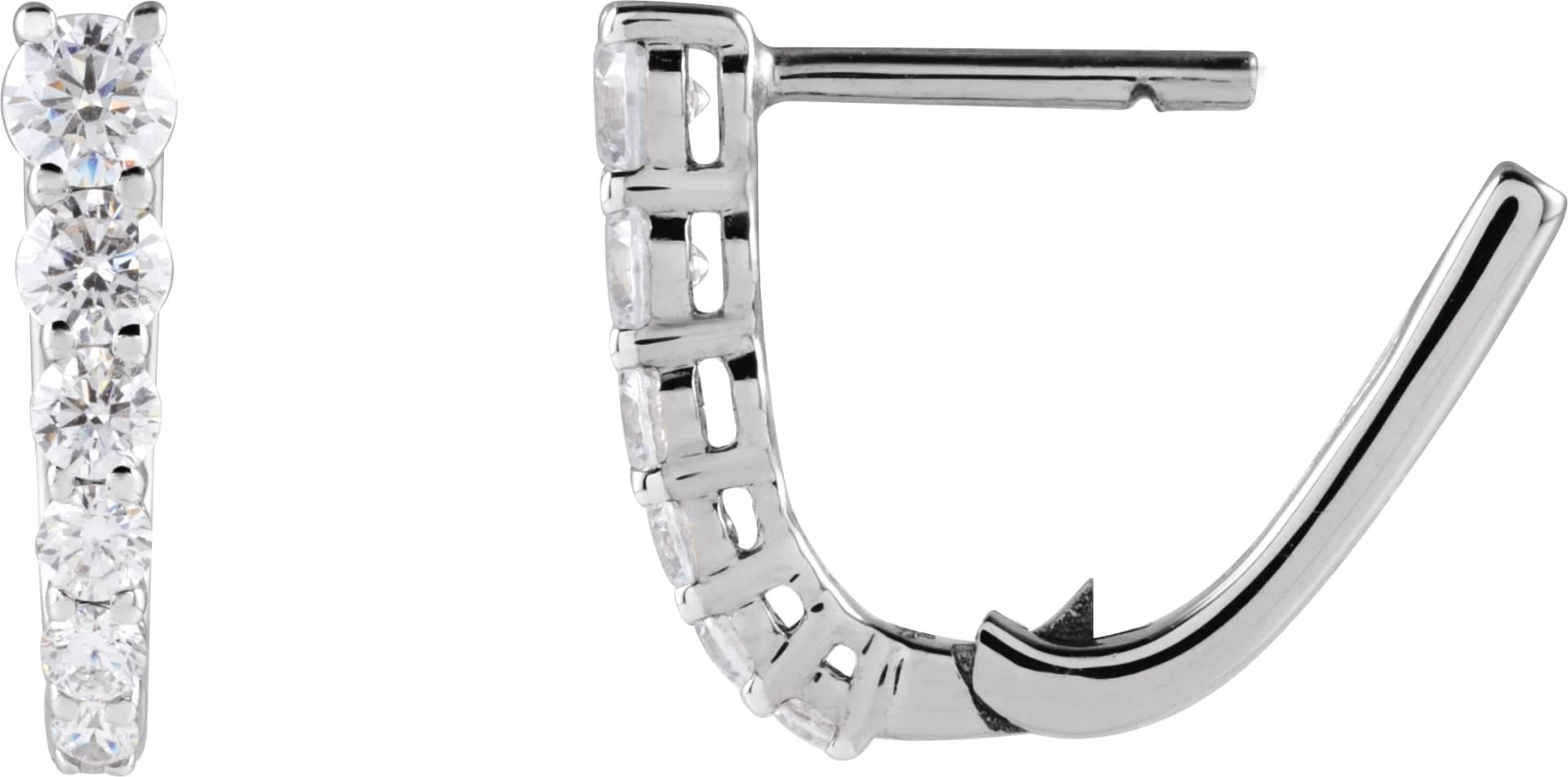 Accented U-Hoop Earrings, view 4