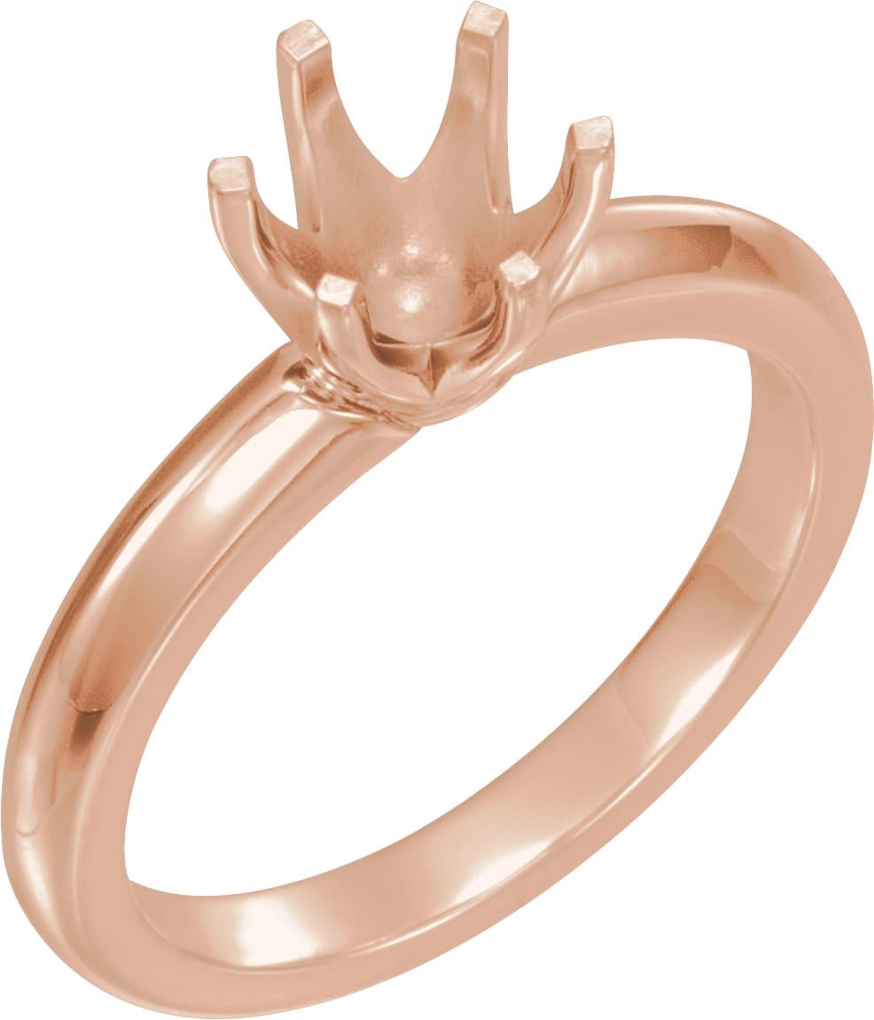 14K Rose Gold 7.4 mm Round 6-Prong Low Solstice Solitaire® Knife-Edge Ring Mounting