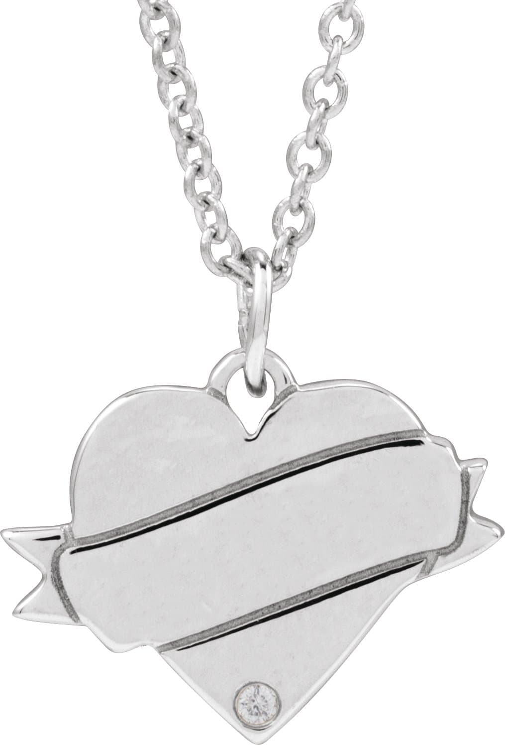 Engravable Accented Heart Necklace or Pendant view 1