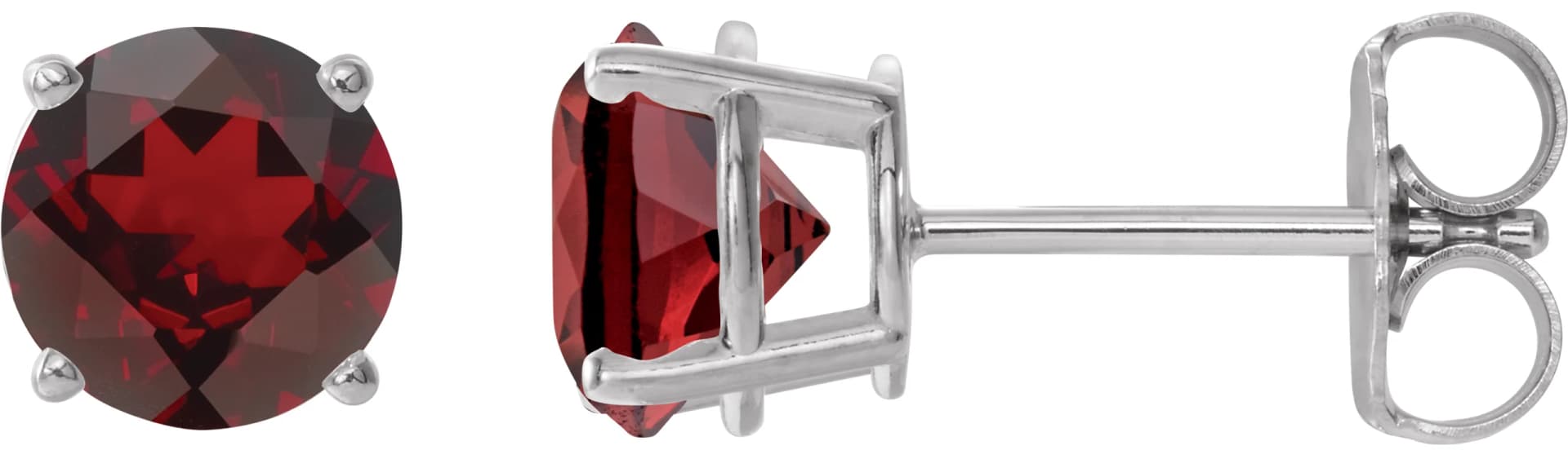Sterling Silver 6 mm Natural Mozambique Garnet Earrings