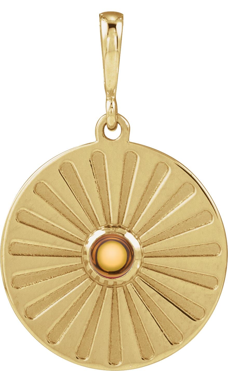 14K Yellow Natural Citrine Starburst Pendant