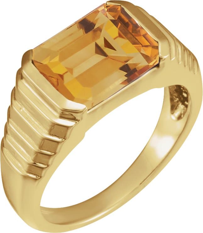 14K Rose 8x6 mm Emerald Natural Amethyst Ring