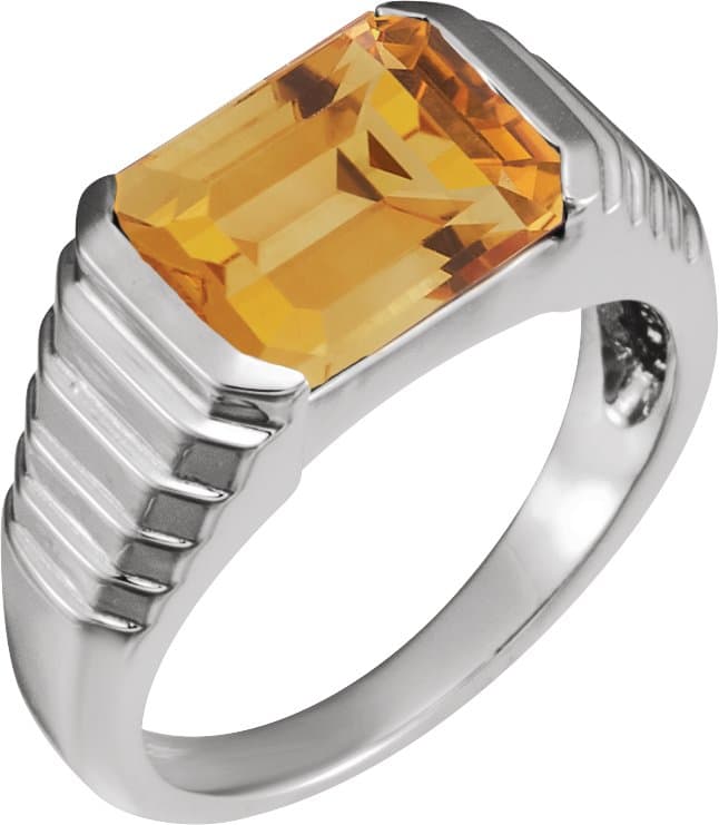 14K Rose 8x6 mm Emerald Natural Amethyst Ring
