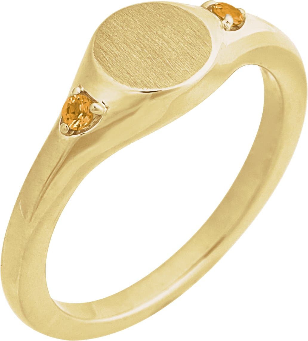 14K Rose Engravable Lab-Grown Alexandrite Signet Ring