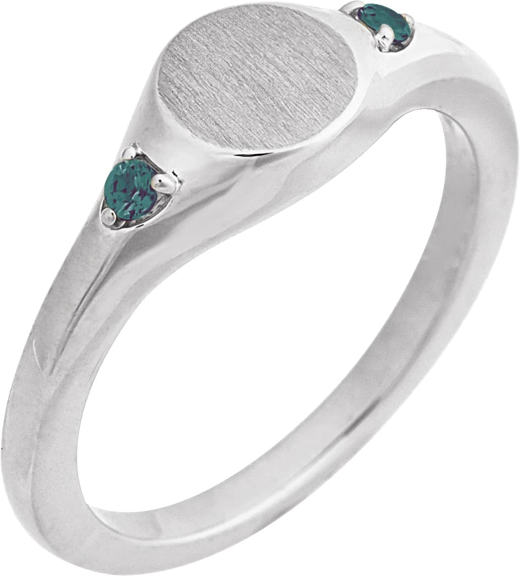 Engravable Accented Signet Ring, view 2