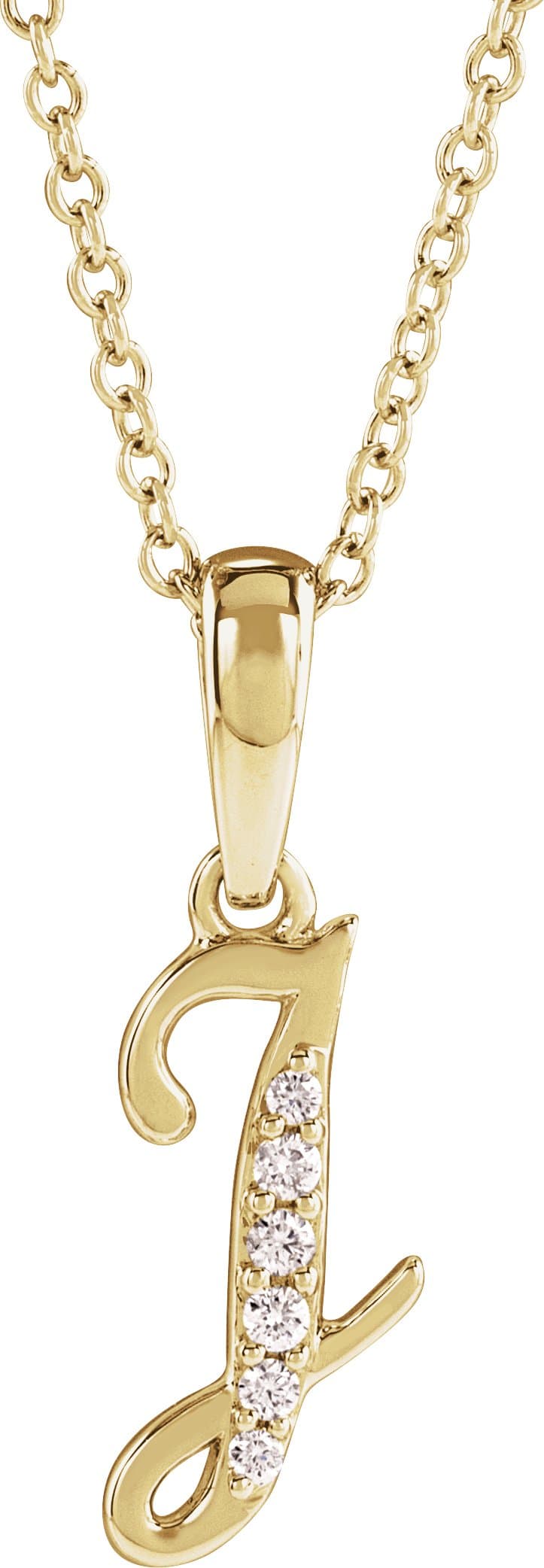 14K Rose Gold .05 CTW Natural Diamond Initial J 18" Necklace