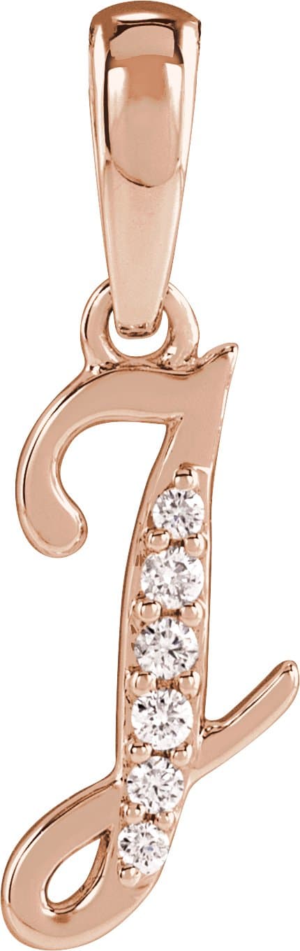 14K Rose Gold .05 CTW Natural Diamond Initial J 18" Necklace