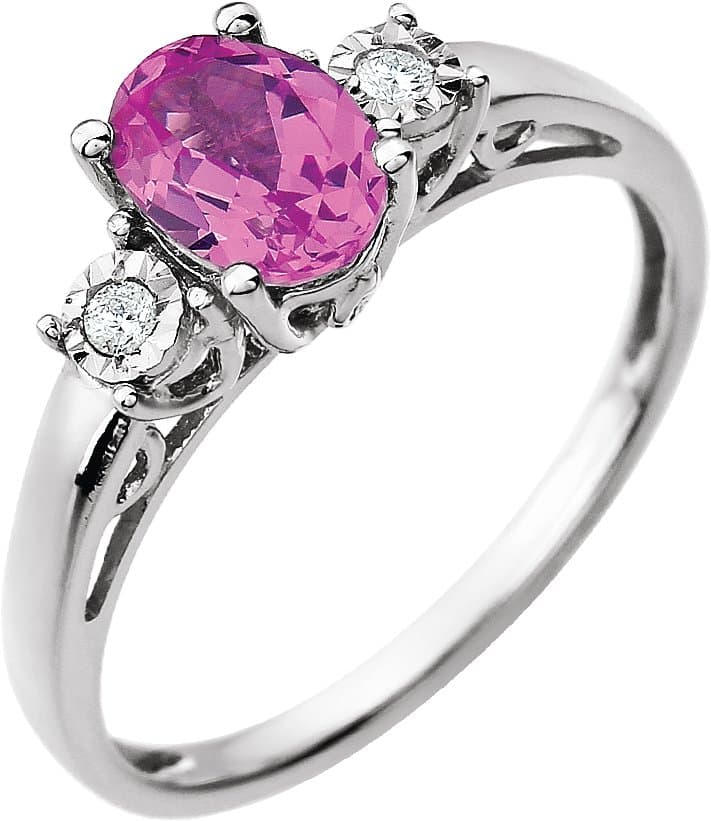 14K White Lab-Grown Opal & .04 CTW Natural Diamond Ring