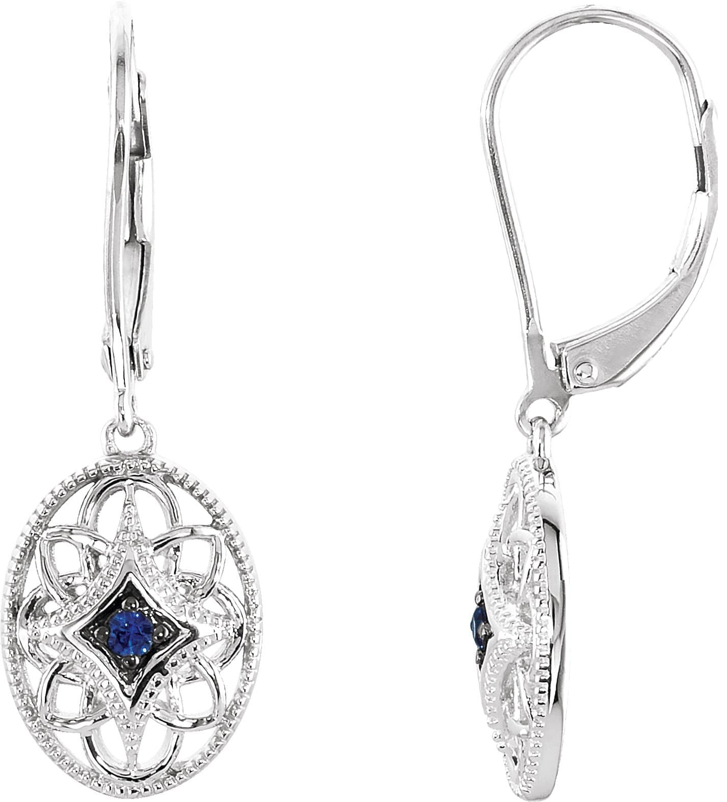 Sterling Silver Natural Emerald Lever Back Earrings