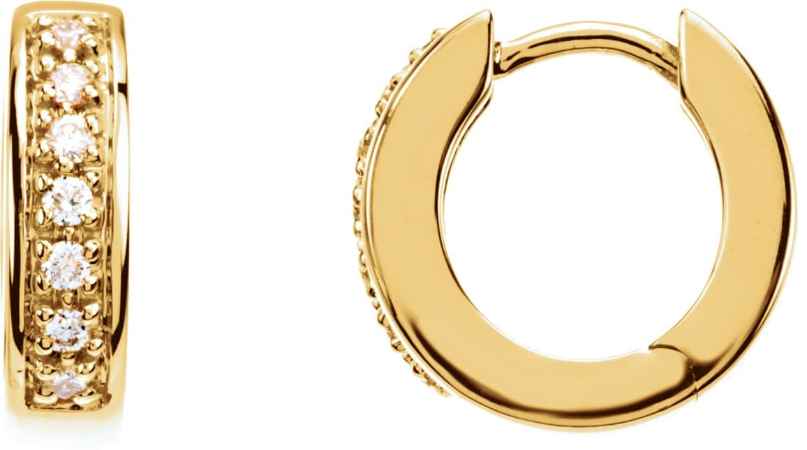 14K Rose 1/6 CTW Natural Diamond 12.1 mm Hoop Earrings