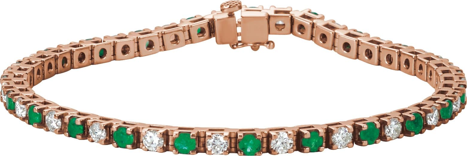 14K Rose Lab-Grown Blue Sapphire & 2 3/8 CTW Lab-Grown Diamond Line 7" Bracelet