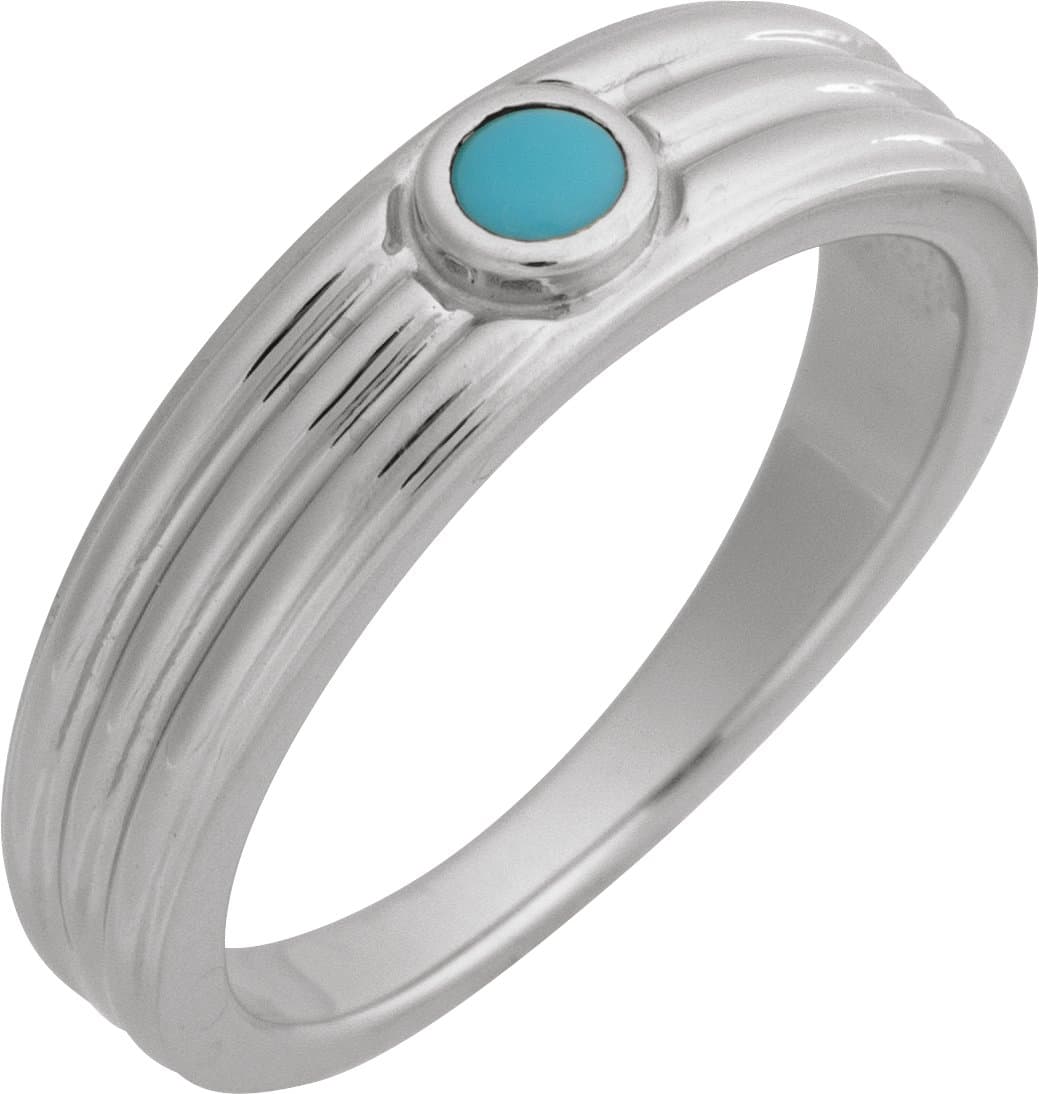 14K Rose 3 mm Round Natural Rainbow Moonstone Cabochon Ring