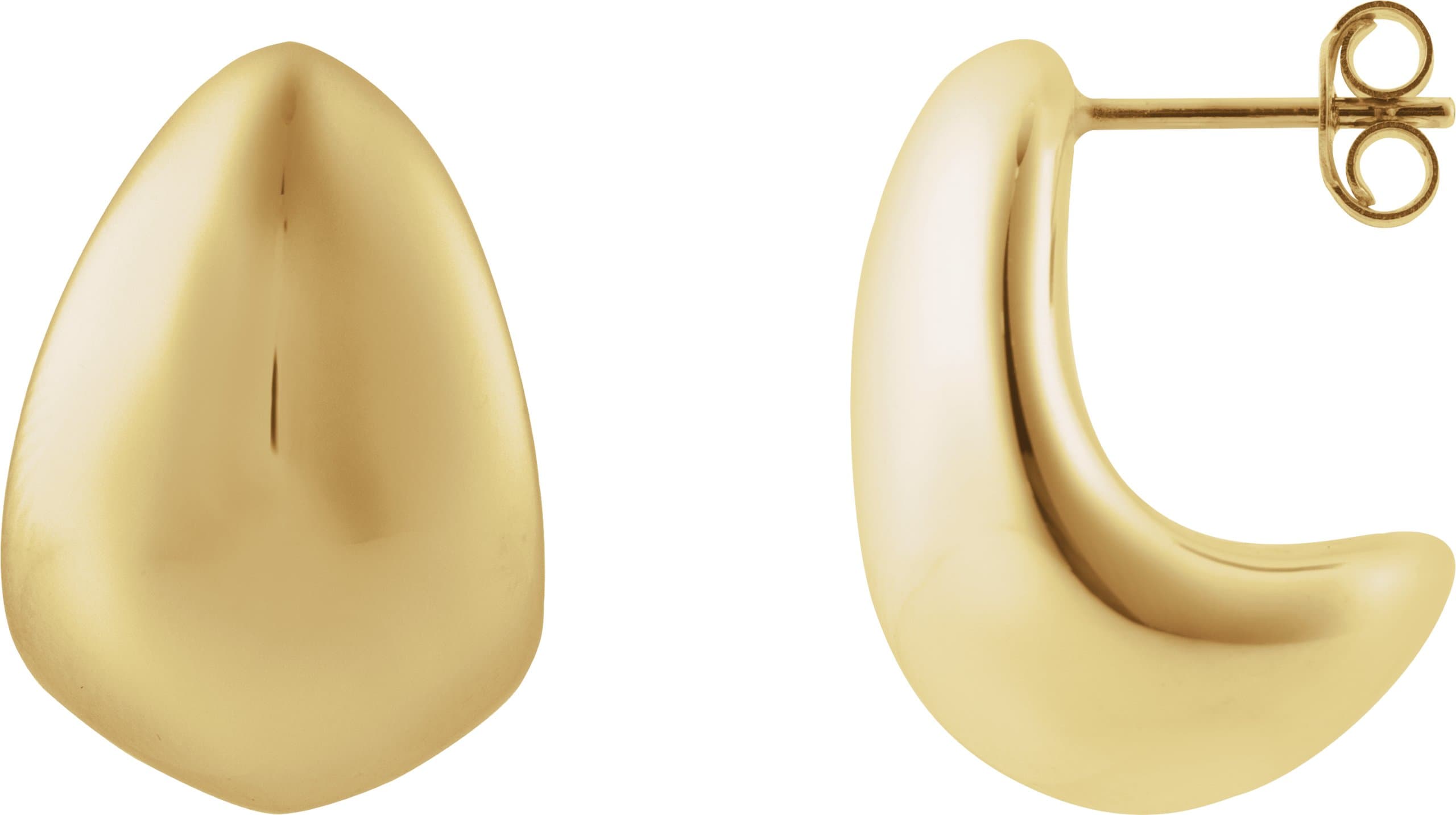 14K Yellow Electroform Teardrop Earrings