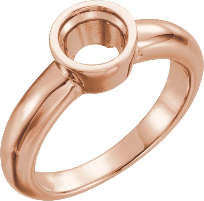 10K Rose Gold 4.1 mm Round Bezel-Set Engagement Ring Mounting