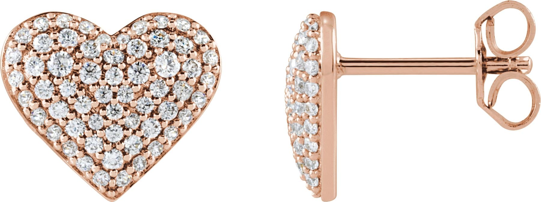14K Rose 1/2 CTW Lab-Grown Diamond Puffed Heart Earrings