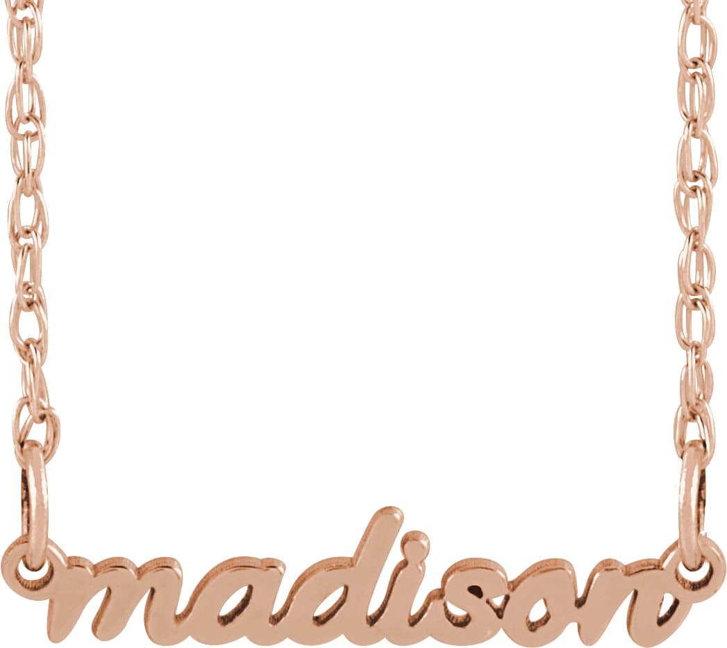 10K White Gold Tiny Script Nameplate 16-18" Necklace