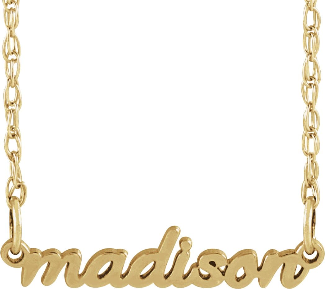 10K White Gold Tiny Script Nameplate 16-18" Necklace