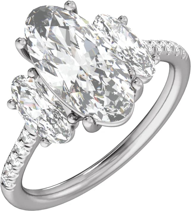 Platinum 4 1/8 CTW Lab-Grown Diamond Three-Stone Engagement Ring — view 5