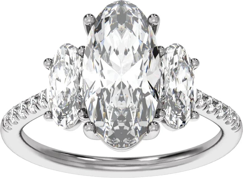 Platinum 4 1/8 CTW Lab-Grown Diamond Three-Stone Engagement Ring — view 7