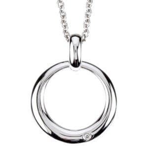 Sterling Silver .01 CT Natural Diamond Circle 18 Necklace