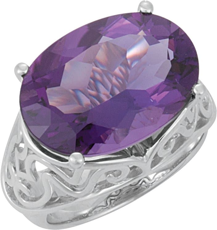 Sterling Silver Natural Amethyst Ring