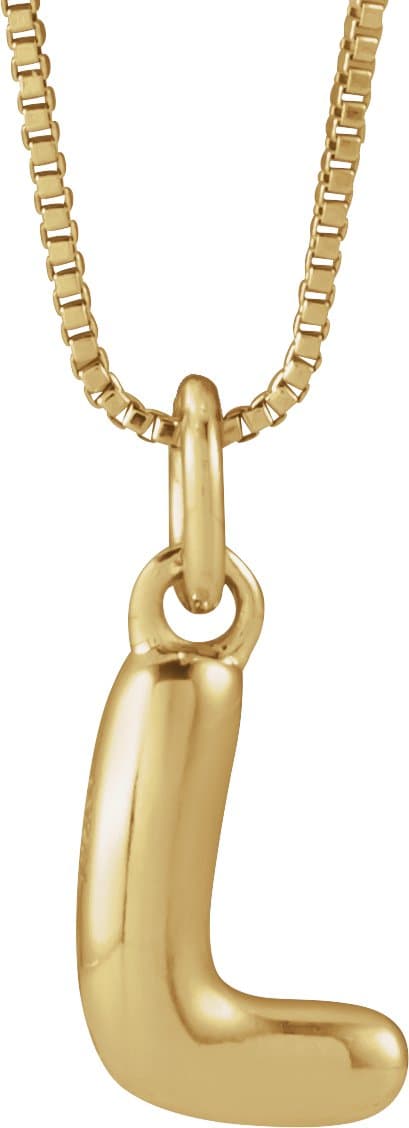 14K Rose Bubble Initial E Pendant