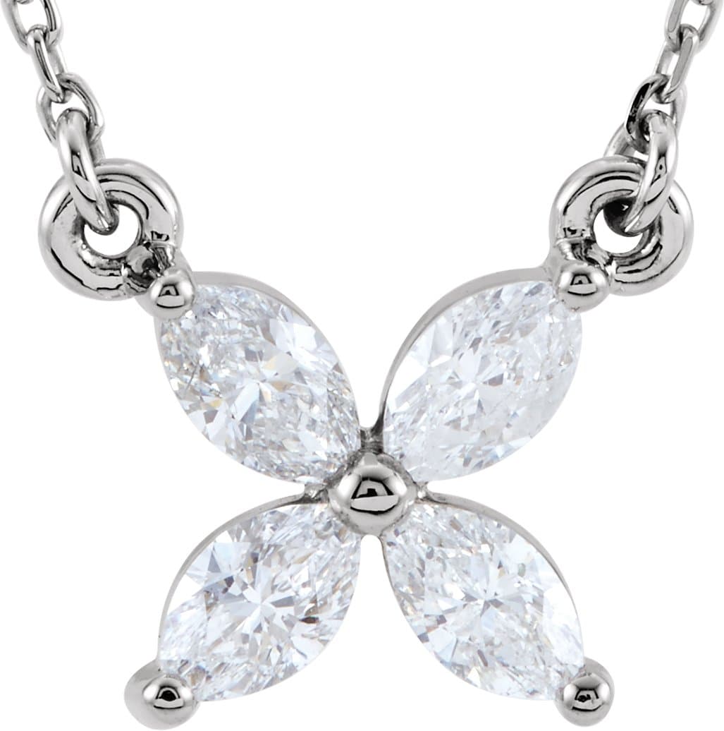 14K Rose 1/2 CTW Natural Diamond Floral 16 Necklace