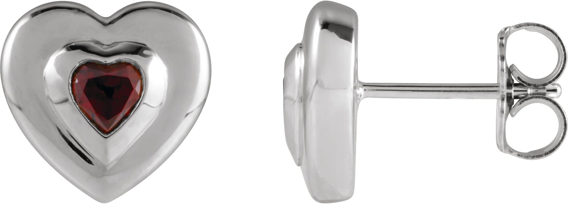 14K Yellow Gold 4 mm Heart Lab-Grown Blue Sapphire Stud Earrings