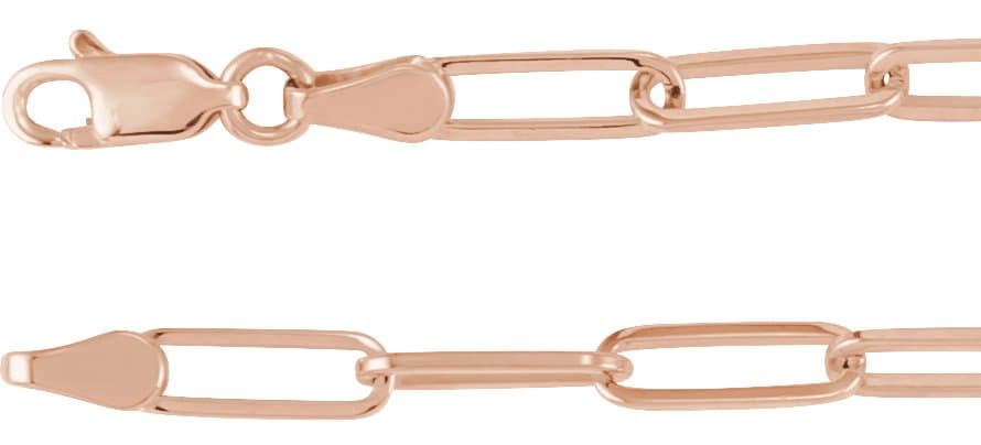 14K Rose 3.85 mm Paperclip-Style 18 Chain