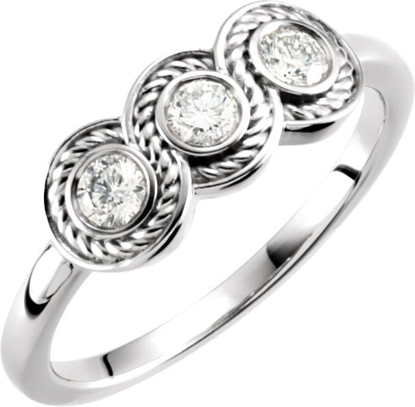 14K Rose 1/3 CTW Natural Diamond Three-Stone Ring