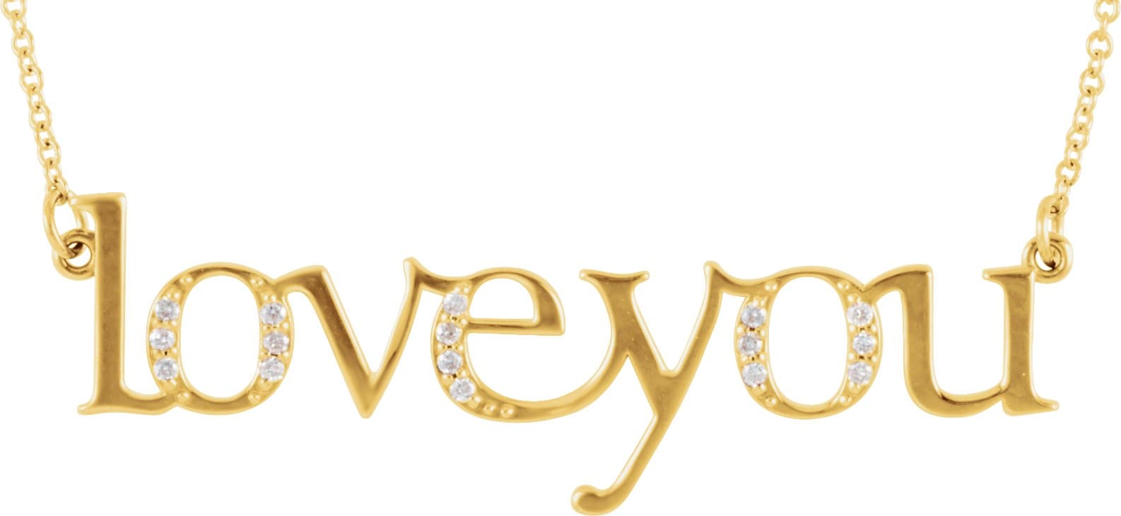 14K Yellow .07 CTW Natural Diamond Love You Phrase 17 1/2 Necklace