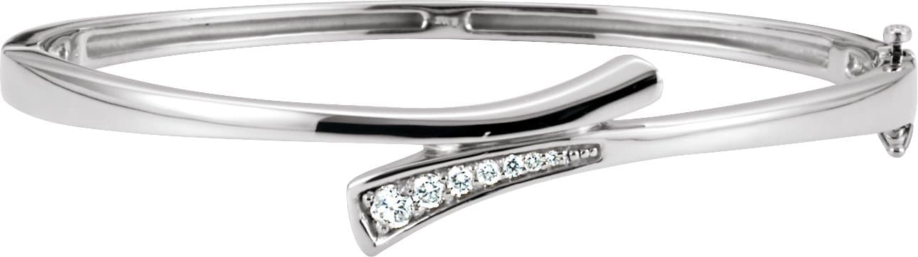 14K White 1/4 CTW Natural Diamond 6 1/2" Bangle Bracelet